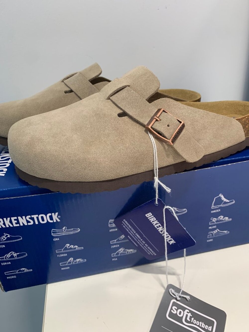Birkenstock Boston Taupe Suede Soft Footbed Regular - Select Size - Picture 3 of 4